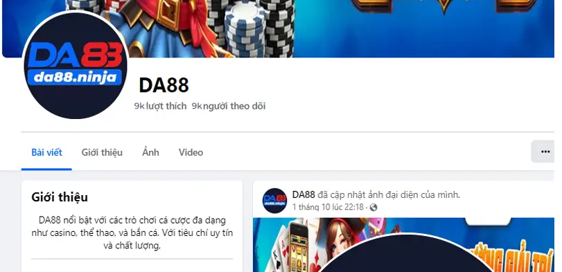 Facebook chính thức của nhà cái DA88 liên hệ để được hỗ trở nhanh nhất